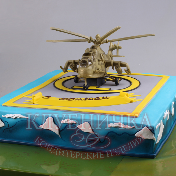 Торт "Корпоративный с вертолетом" 1600 р/кг + 4000руб сахарные фигурки