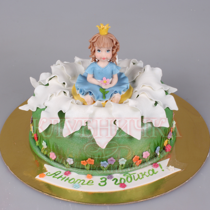 Детский торт "Принцесса в цветочке" 1800 руб/кг + 1800руб фигурки