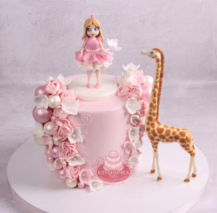 Детский торт "Девочка с жирафом"