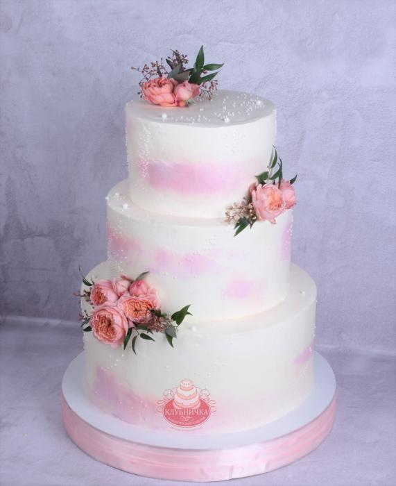Свадебный торт "Жемчужно розовый" 