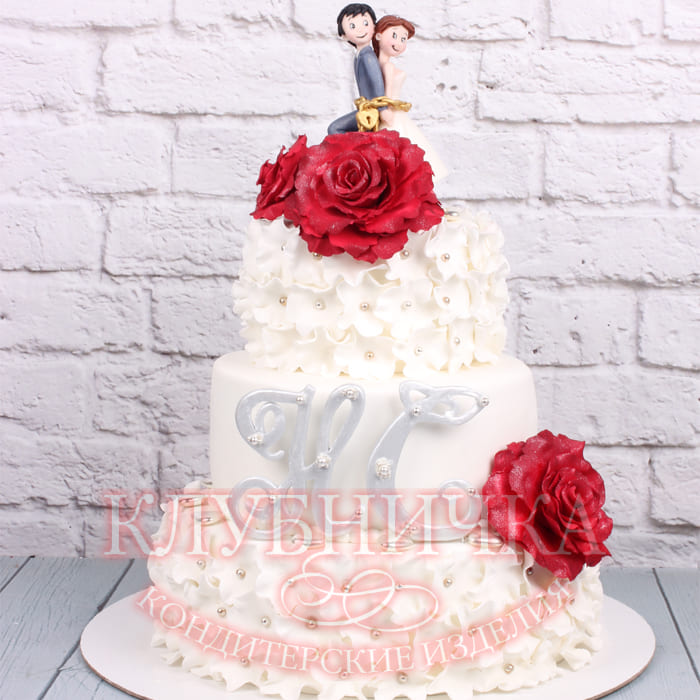 Свадебный торт "Сладкие оковы" 1800 руб/кг+3500 фигурки