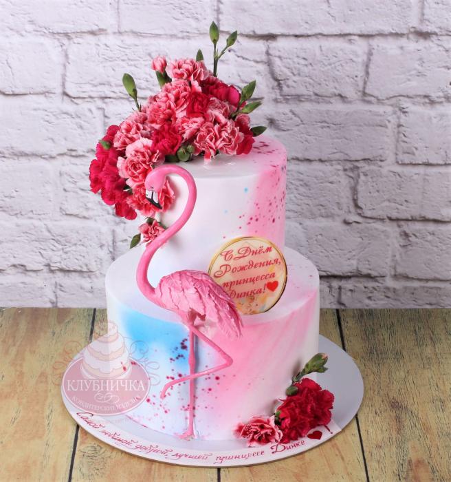 Детский торт "Фламинго с гвоздиками" 