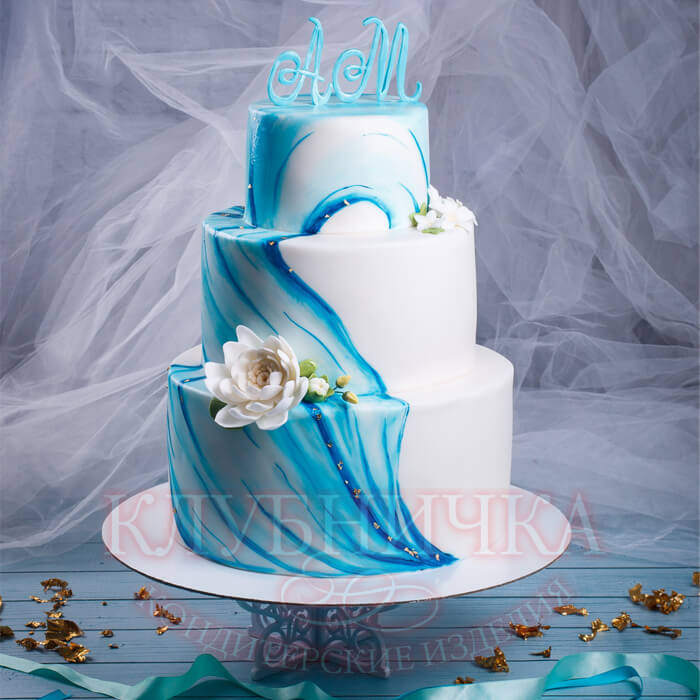 Свадебный торт "Лазурный блеск" 1550 руб/кг