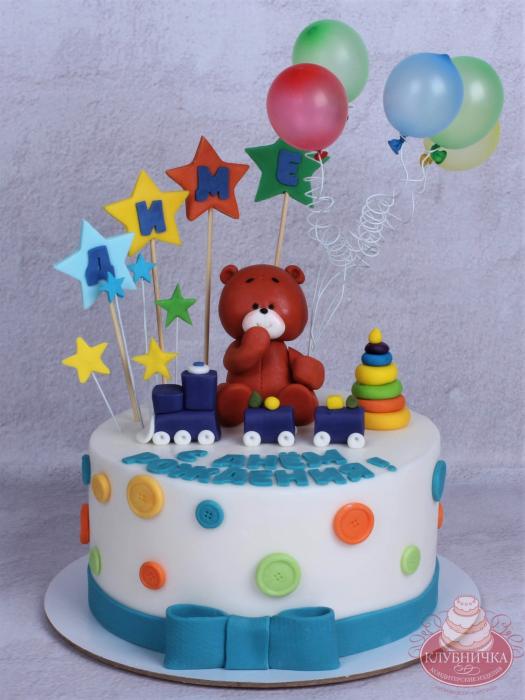 Детский торт "Мишка с шариками" 