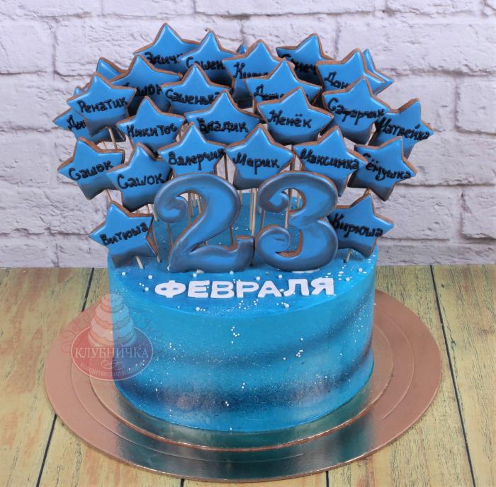 Торт для мужчины "Синие звёзды" 1500руб/кг+3000 руб.пряники