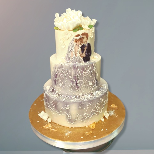 Свадебный торт  "Рисунок любви" 