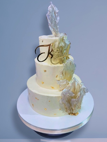 Свадебный торт "Золотая вуаль"