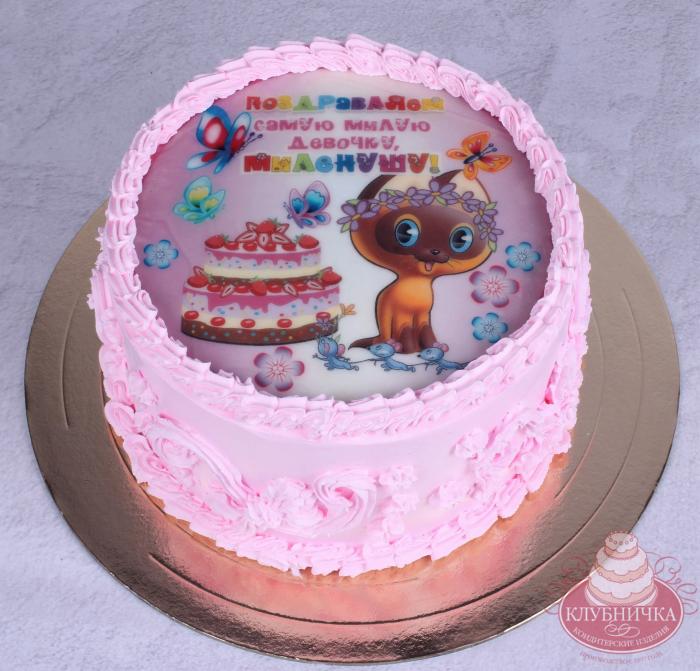 Детский торт " Фотопечать котенок Гав" 1700 руб/кг