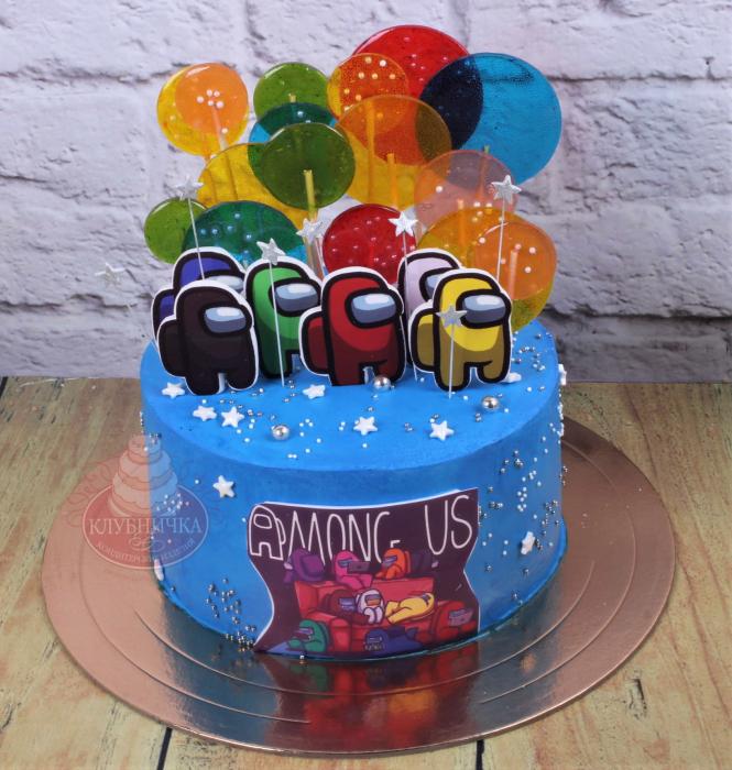 Детский торт "Among Us" 1800 руб/кг+1500 руб декор