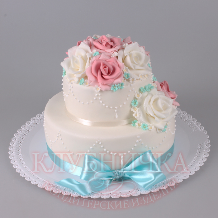 Свадебный торт "Нежные розы" 1800 руб/кг