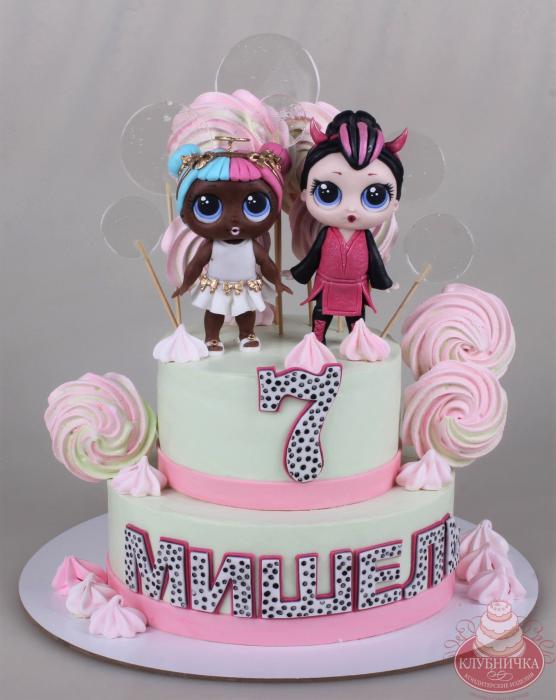 Детский торт на 7 лет "Подружки LOL" 
