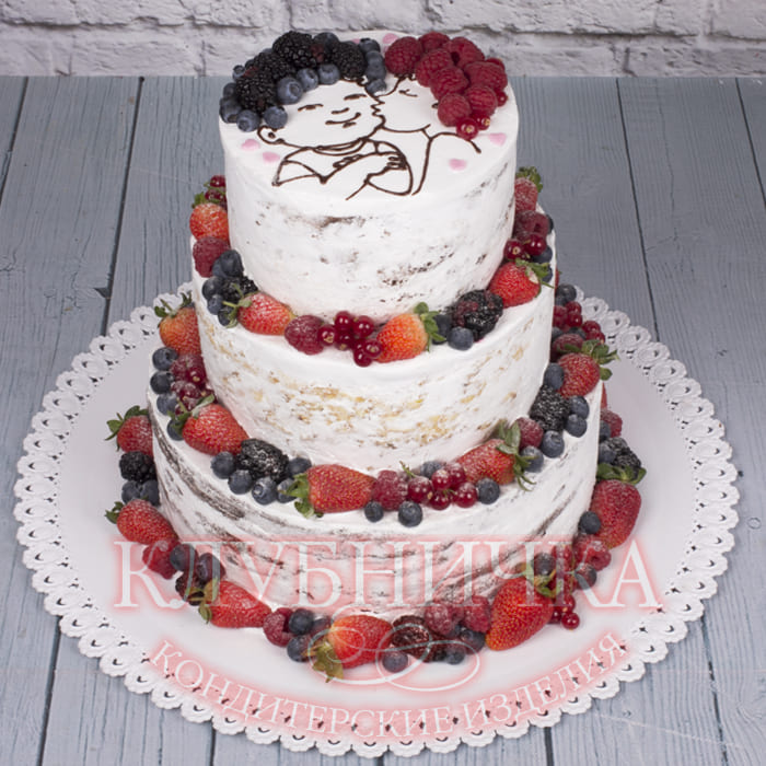 Свадебный торт "Ягодный поцелуй"