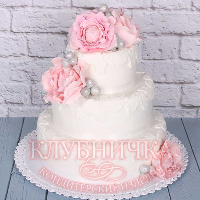 Свадебный торт "Розовые пионы" 1600 руб/кг