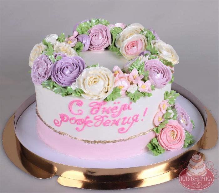 Торт "Кремовые цветы" 1800 руб/кг