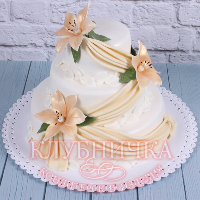 Свадебный торт "Золотые лилии " 1800руб/кг