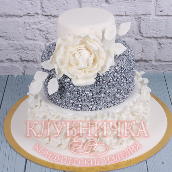 Свадебный торт "Стильное серебро" 1800руб/кг
