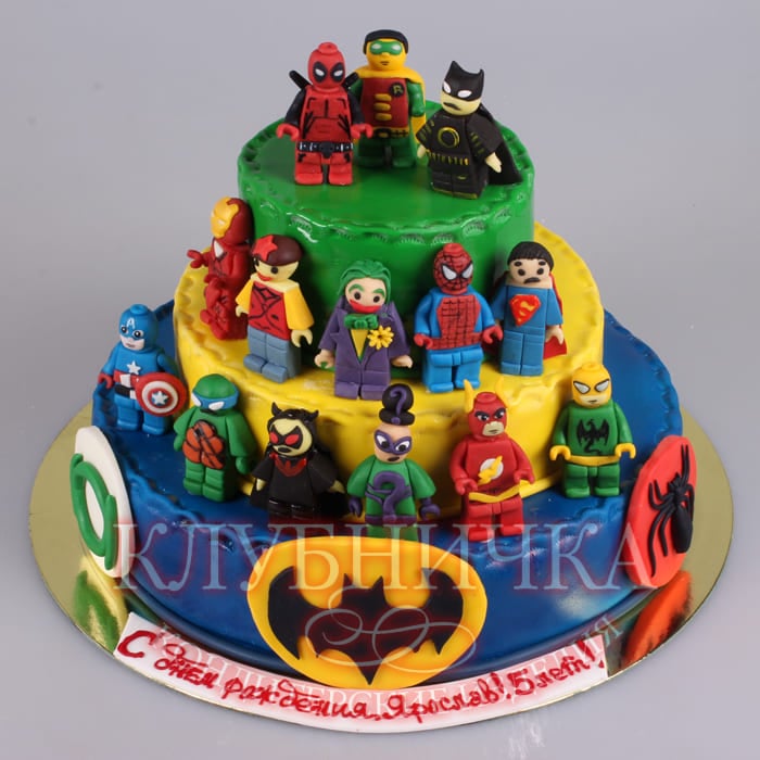 Детский торт на заказ "Супергерои ЛЕГО" 1800 руб/кг + 7500 руб фигурки