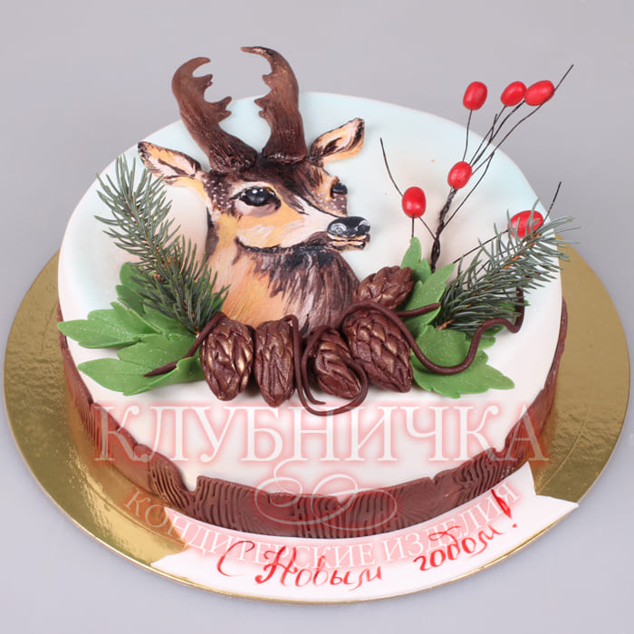 Торт на заказ "Рождественский олень" 1800руб/кг + 1500руб аппликация