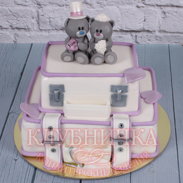 Свадебный торт "Свадебный чемодан с мишками" 1800 руб/кг + 1500 фигурки