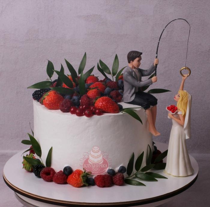 свадебные торты одноярусные фото без мастики