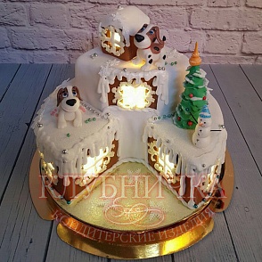 Торт новогодний "Пряничные домики с подсветкой" 15000руб за торт 5 кг